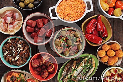 Mediterranean cold buffet food Stock Photo