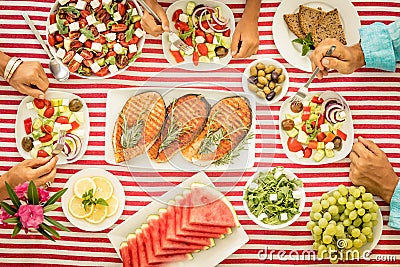 Mediterranean diet. Healthy eating concept. Top view Stock Photo