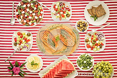 Mediterranean diet. Healthy eating concept. Top view Stock Photo