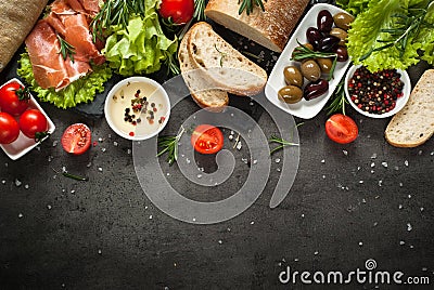 Mediterranean Food background. Stock Photo