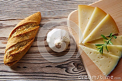 Mediterranean food bread loaf garlic and cheese Stock Photo