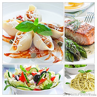 Mediterranean Food Collage Stock Photo