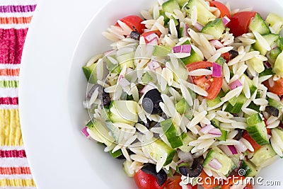 Mediterranean greek orzo pasta salad Stock Photo