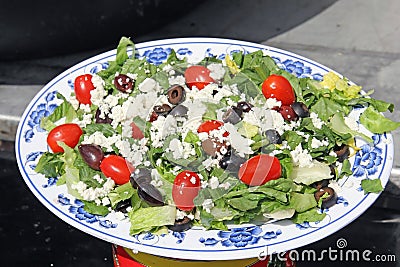 Mediterranean Greek salad with feta cheese and olives Stock Photo