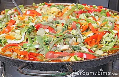 Mediterranean Greek sauteed vegetables Green beans peppers onions Stock Photo