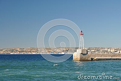 Mediterranean landscape with a lighthouse, port of Marseille, France Stock Photo