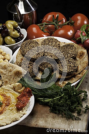 Mediterranean Meal with Falafels Stock Photo