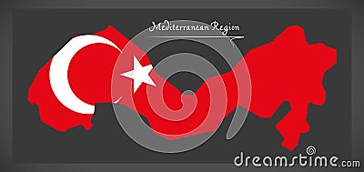 Mediterranean Region Turkey map with Turkish national flag illus Stock Photo