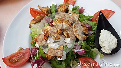 Mediterranean salad with chicken Stock Photo
