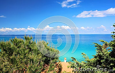 Mediterranean Sea in vivid blues and green colors - Travel Italy, Europe Stock Photo