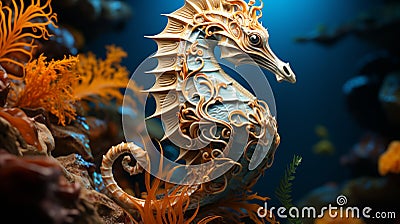 Mediterranean Seahorse. Profile of Mediterranean Seahorse. generative ai Stock Photo