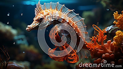 Mediterranean Seahorse. Profile of Mediterranean Seahorse. generative ai Stock Photo