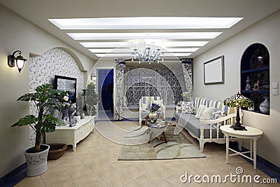 Mediterranean-style living room Stock Photo