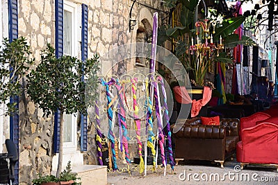 Colors and Looks of Summer in Alacati, Izmir, Turkey Editorial Stock Photo