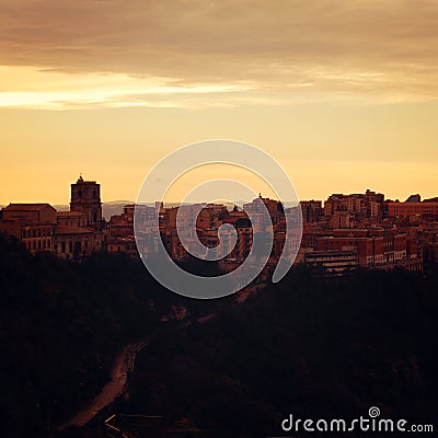 Mediterranean town. Early morning in Enna. Stock Photo