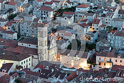 Mediterranean town at night Stock Photo