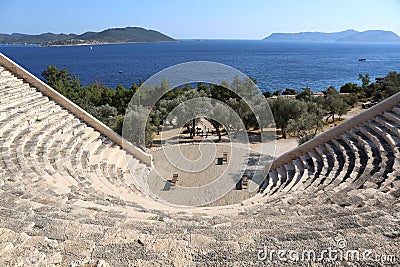 Mediterranean View from Ancient Roman Amphitheatre Stock Photo