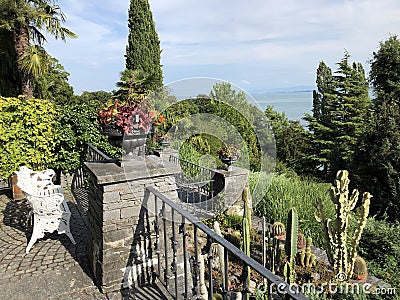 Mediterrannean Terrace or Mediterran-Terrassen Flower Island Mainau on the Lake Constance or Die Blumeninsel im Bodensee Stock Photo