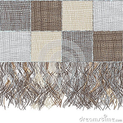 Medley checkered woolen plaid with fringe Vector Illustration