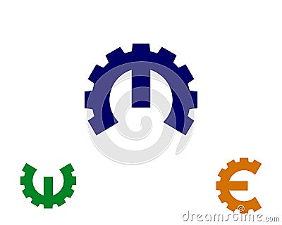 M W E simple gear logo template 2 Vector Illustration