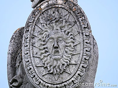 Medusa face on shield Stock Photo