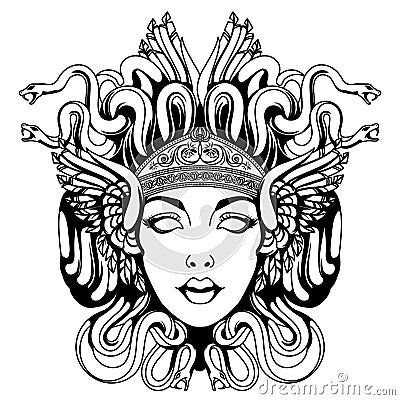 Medusa gorgon portrait Vector Illustration