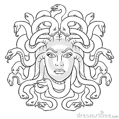 Medusa greek myth creature coloring vector Vector Illustration
