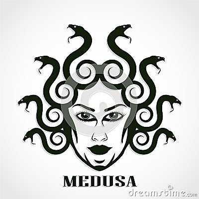 Medusa head / woman with snake hair logo design Vector Illustration