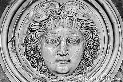 MedusaÂ´s head carved on marble Editorial Stock Photo
