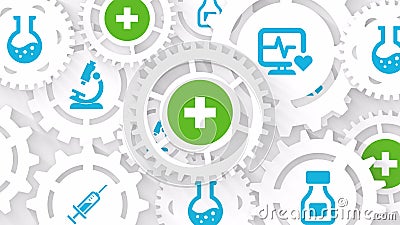 Medycyna i tło ruchu farmaceutycznego Koncepcja opieki zdrowotnej abstrakcyjne tło z kołami zębatymi ilustracja wektor Medycyna i tło ruchu farmaceutycznego Koncepcja opieki zdrowotnej abstrakcyjne tło z kołami zębatymi ilustracja wektor