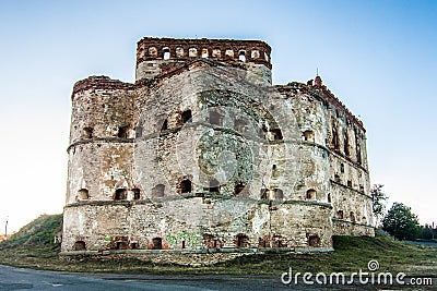 Medzhybizh castle with sunset rays in Khmelnytskyi Oblast Stock Photo