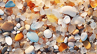 Meer bunte Steine am Ufer.Generated by AI Stock Photo