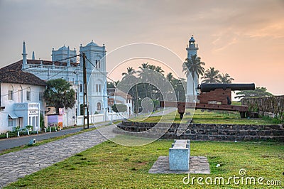 Meeran Mosque and Galle lighthouse in Sri Lanka Editorial Stock Photo