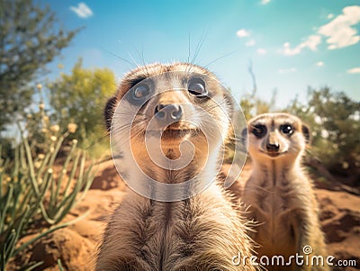 Meerkat close up Cartoon Illustration