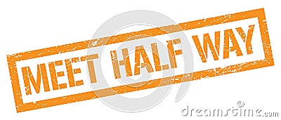 MEET HALF WAY orange grungy rectangle stamp Stock Photo