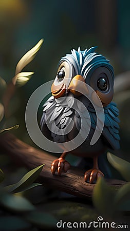 3D bird cartoon character design illustration ai generated Cartoon Illustration