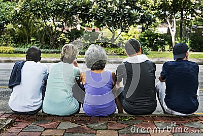 Meet Up Retired Wellbeing Pensioner Workout Concept Stock Photo