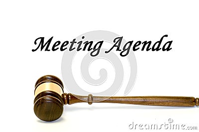 Meeting agenda and gavel Stock Photo