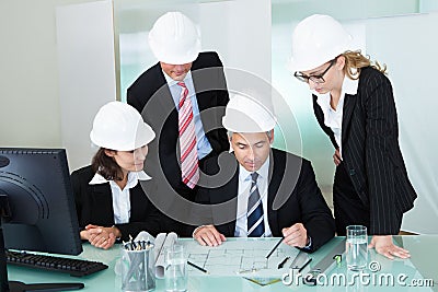 Meeting of architects or structural engineers Stock Photo