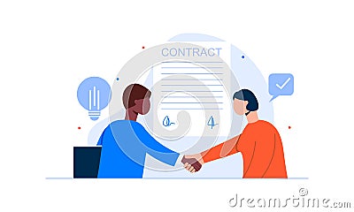 Meeting of business partners. signature of the contract. illustration of characters. Vector Illustration