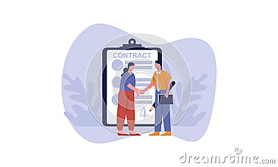 Meeting of business partners. signature of the contract. illustration of characters. Vector Illustration