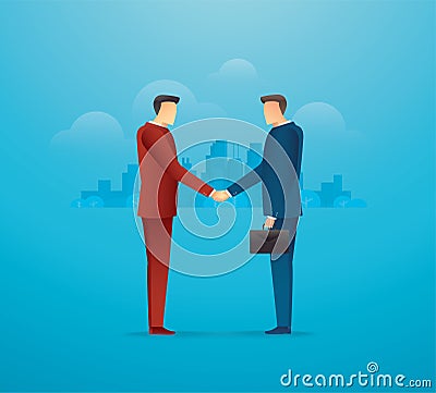 Meeting business partners. Two businessmen shaking hands vector illustration Vector Illustration