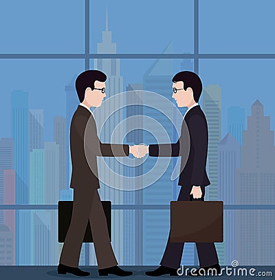 The meeting of businessmen. conclusion of the transaction. Vector Illustration