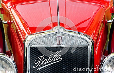 Meeting of classic cars. Front closeup of an old Fiat Balilla car Editorial Stock Photo