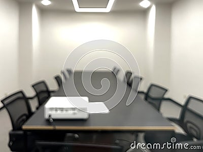 Meeting Conference Room Blur Background Brightly Lit Modern Office Defocused View Stock Photo