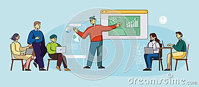 Meeting and Discussion Development Processes. Vector Illustration