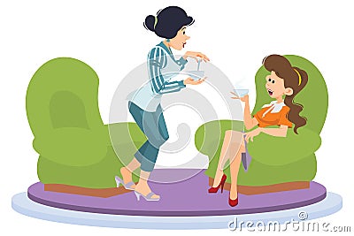 Meeting girlfriends. Illustration for internet and mobile website Vector Illustration