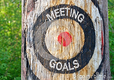 Meeting Goals - tree with target and text Stock Photo