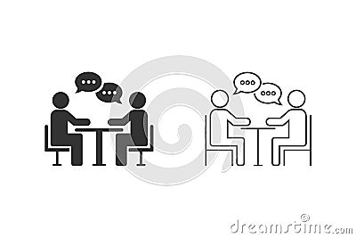 Meeting line icon set design. Business consulting icon in flat style design. Vector illustration Vector Illustration