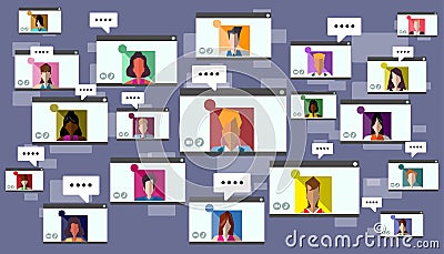 Meeting online contact communicate people group,concept illustration,education social distance Vector Illustration